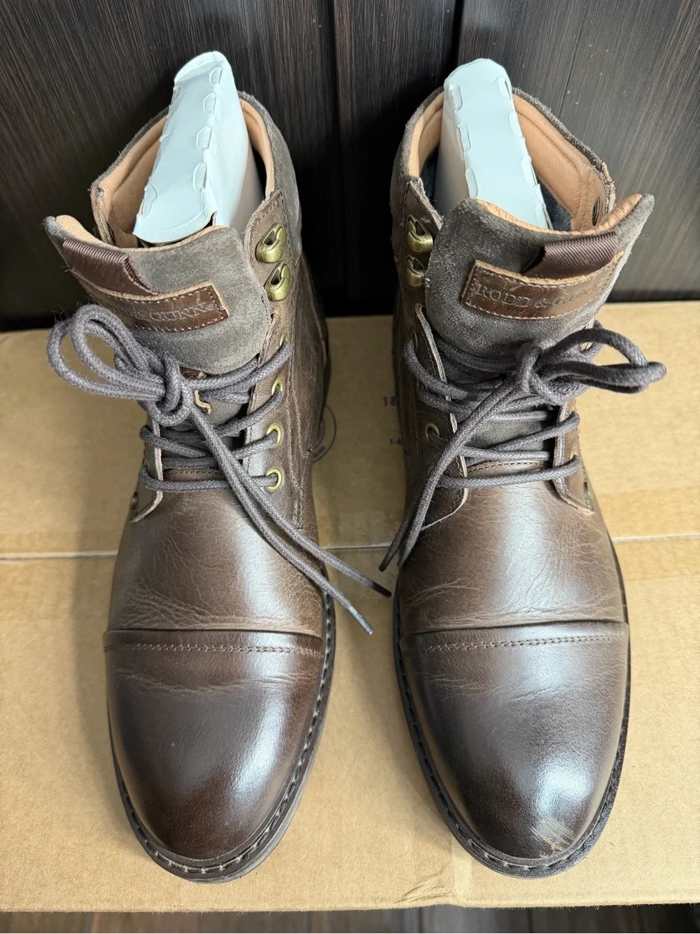 Rodd & Gunn Brown Leather Lace-Up Cap-Toe Boots
